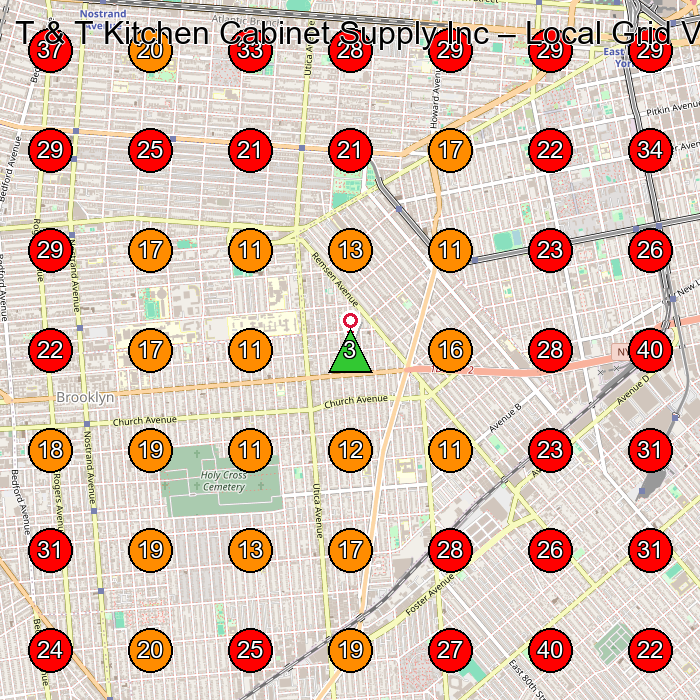 T & T Kitchen Cabinet Supply Inc GeoGrid visibility map for Kitchen Remodeler in Brooklyn